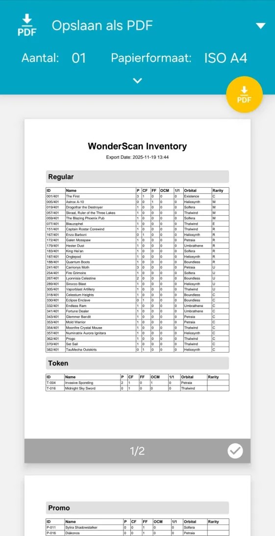 Export your full collection feature